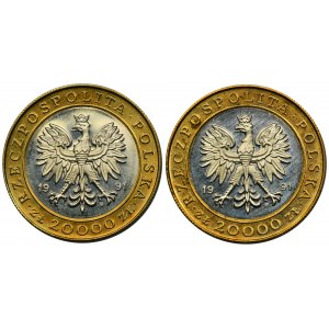 Zestaw, 20.000 złotych 1991 225 lat Mennicy Warszawskiej (2 szt.)