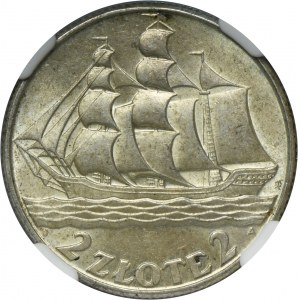 Żaglowiec, 2 złote 1936 - NGC MS63