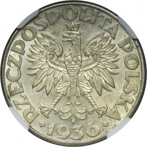 Żaglowiec, 2 złote 1936 - NGC MS63
