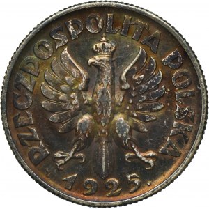 Kobieta i kłosy, 1 złoty Londyn 1925 - kropka po dacie