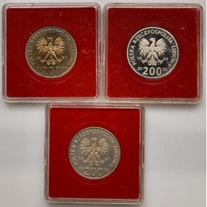 Zestaw, PRÓBY PRL, 200 złotych 1985-1987 (3 szt.)