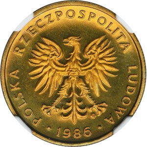5 złotych 1986 - NGC PF66 CAMEO - LUSTRZANKA