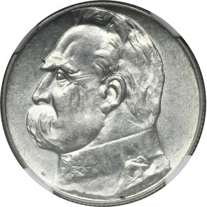 Piłsudski, 5 złotych 1938 - NGC MS61