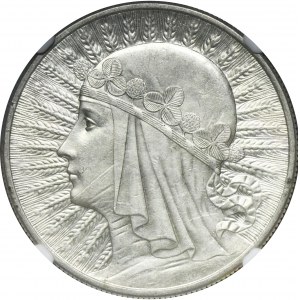 Głowa Kobiety, 10 złotych Londyn 1932 - NGC MS61