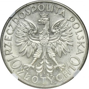 Głowa Kobiety, 10 złotych Londyn 1932 - NGC MS61