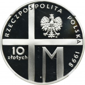 10 złotych 1998 20-lecie pontyfikatu Jana Pawła II - NGC PF68 ULTRA CAMEO