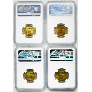 Zestaw, 5 złotych 1977-1986 (4 szt.) - NGC MS63-MS64