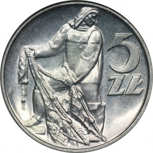 5 złotych 1971 Rybak - RZADSZY ROCZNIK
