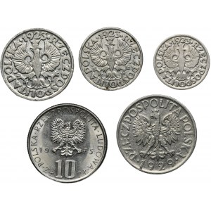 Set, 10-50 pennies, 1-10 zlotys (5 pieces).