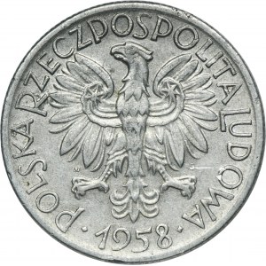 5 złotych 1958 Rybak - wąska ósemka