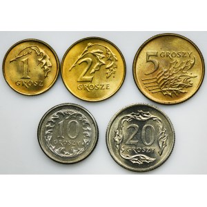 Zestaw, III RP, 1-20 groszy 1990-1992 (5 szt.)