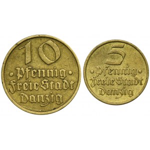 Set, Free City of Danzig, 5 pfennig and 10 pfennig 1932 (2 pcs.)
