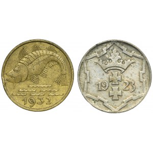 Set, Free City of Danzig, 10 pfennig 1923-1932 (2 pcs.)