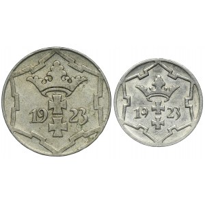 Set, Free City of Danzig, 5 pfennig and 10 pfennig 1923 (2 pcs.)