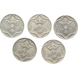 Set, Free City of Gdańsk, 10 pfennige 1923 (5 pcs.)