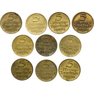 Set, Free City of Danzig, 5 pfennig 1932 (10 pcs.)