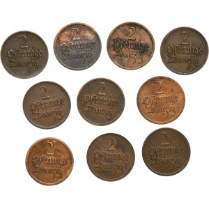 Set, Free City of Danzig, 2 pfennige 1926 (10 pcs.)