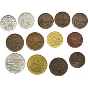 Set, Free City of Danzig, Pfennige 1923-1932 (13 pcs.)