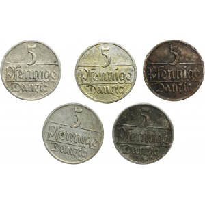 Set, Free City of Danzig, 5 pfennige 1923 (5 pcs.)