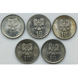 Zestaw, 10 złotych 1975-1984 Bolesław Prus (5 szt.)