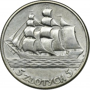 Żaglowiec, 5 złotych 1936