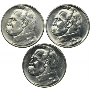 Zestaw, Piłsudski, 10 złotych 1935-1937 (3 szt.)