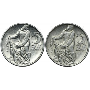 Zestaw, 5 złotych 1974 Rybak (2 szt.) - SŁONECZKO