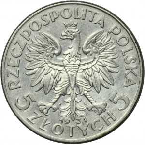 Głowa Kobiety, 5 złotych Warszawa 1934