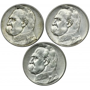 Zestaw, Piłsudski, 5 złotych 1936 (3 szt.)
