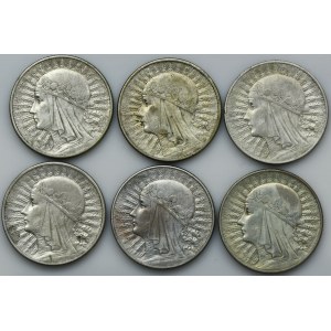 Zestaw, Głowa Kobiety, 10 złotych 1932-1933 (6 szt.)