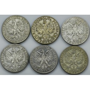 Zestaw, Głowa Kobiety, 10 złotych 1932-1933 (6 szt.)