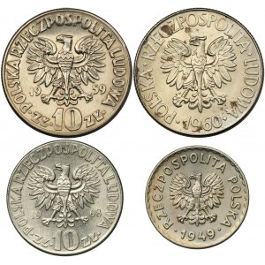 Zestaw, 1-10 złotych 1949-1968 (4 szt.)