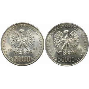Zestaw, 50.000 złotych 1988 Piłsudski (2 szt.)