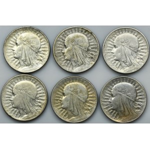 Zestaw, Głowa Kobiety, 10 złotych 1932-1933 (6 szt.)