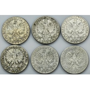 Zestaw, Głowa Kobiety, 10 złotych 1932-1933 (6 szt.)