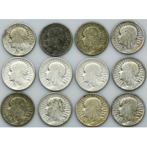 Zestaw, Głowa Kobiety, 2 złote 1932-1934 (12 szt.)