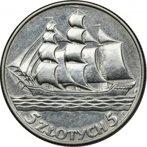 Żaglowiec, 5 złotych 1936