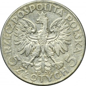 Głowa Kobiety, 5 złotych Warszawa 1932 - RZADKIE