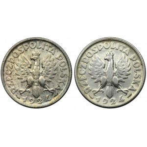Zestaw, Kobieta i kłosy, 1 złoty Paryż 1924 (2 szt.)