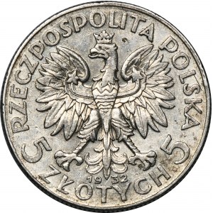 Głowa Kobiety, 5 złotych Warszawa 1932 - RZADKIE