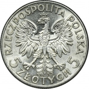 Głowa Kobiety, 5 złotych Warszawa 1933