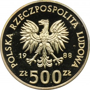 500 złotych 1988 XIV Mistrzostwa Świata w Piłce Nożnej Włochy 1990