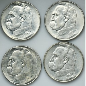 Zestaw, Piłsudski, 10 złotych 1934-1936 (4 szt.)