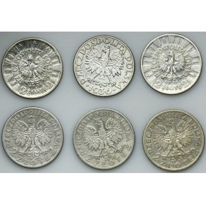 Zestaw, II RP, 2 złote 1932-1936 (6 szt.)