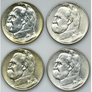 Zestaw, Piłsudski, 5 złotych 1934-1936 (4 szt.)