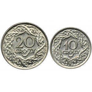 Zestaw, 10 i 20 groszy 1923 (2 szt.)