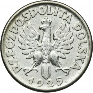 Kobieta i kłosy, 1 złoty Londyn 1925 - kropka po dacie