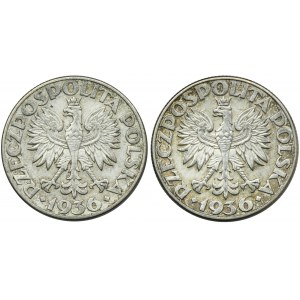 Zestaw, Żaglowiec, 2 złote 1936 (2 szt.)