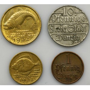 Set, Free City of Danzig, Pfennige (4 pcs.)