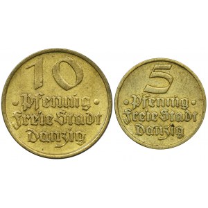 Set, Free City of Danzig, 5 pfennig and 10 pfennig 1932 (2 pcs.)